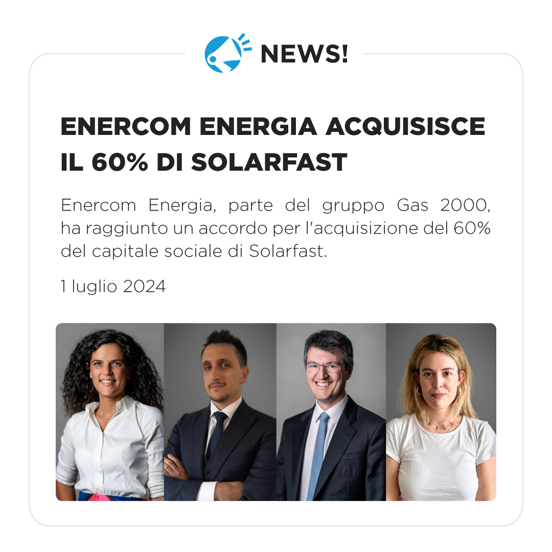 Enercom Energia acquisisce il 60% di Solarfast