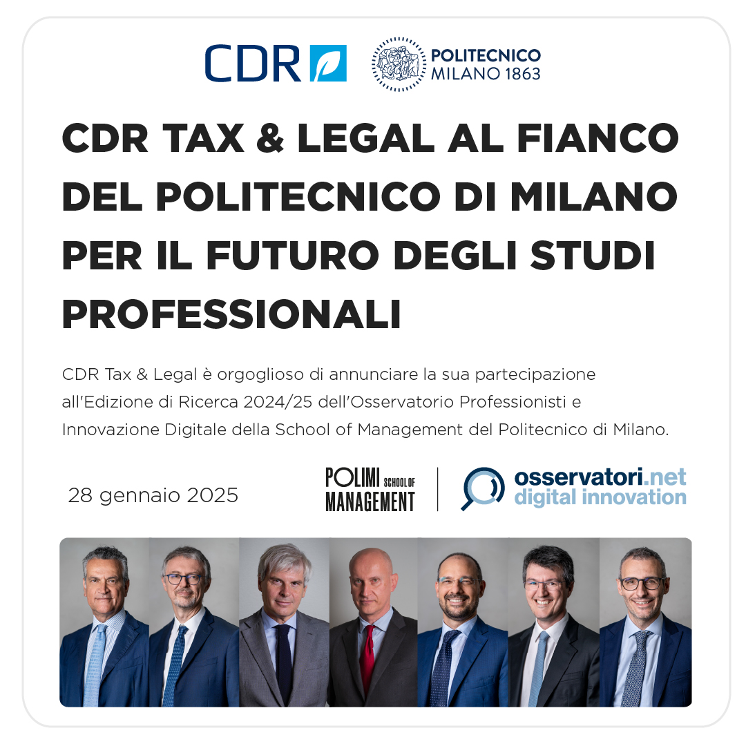 CDR Tax & Legal al fianco del Politecnico di Milano per il futuro degli studi professionali